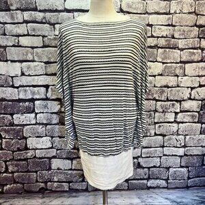 Hard Tail Gray & Ivory Poncho Style Blouse Size S